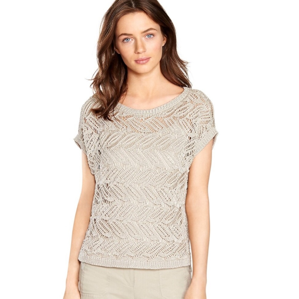 WHBM Drop Shoulder Cropped Sweater Beige XL